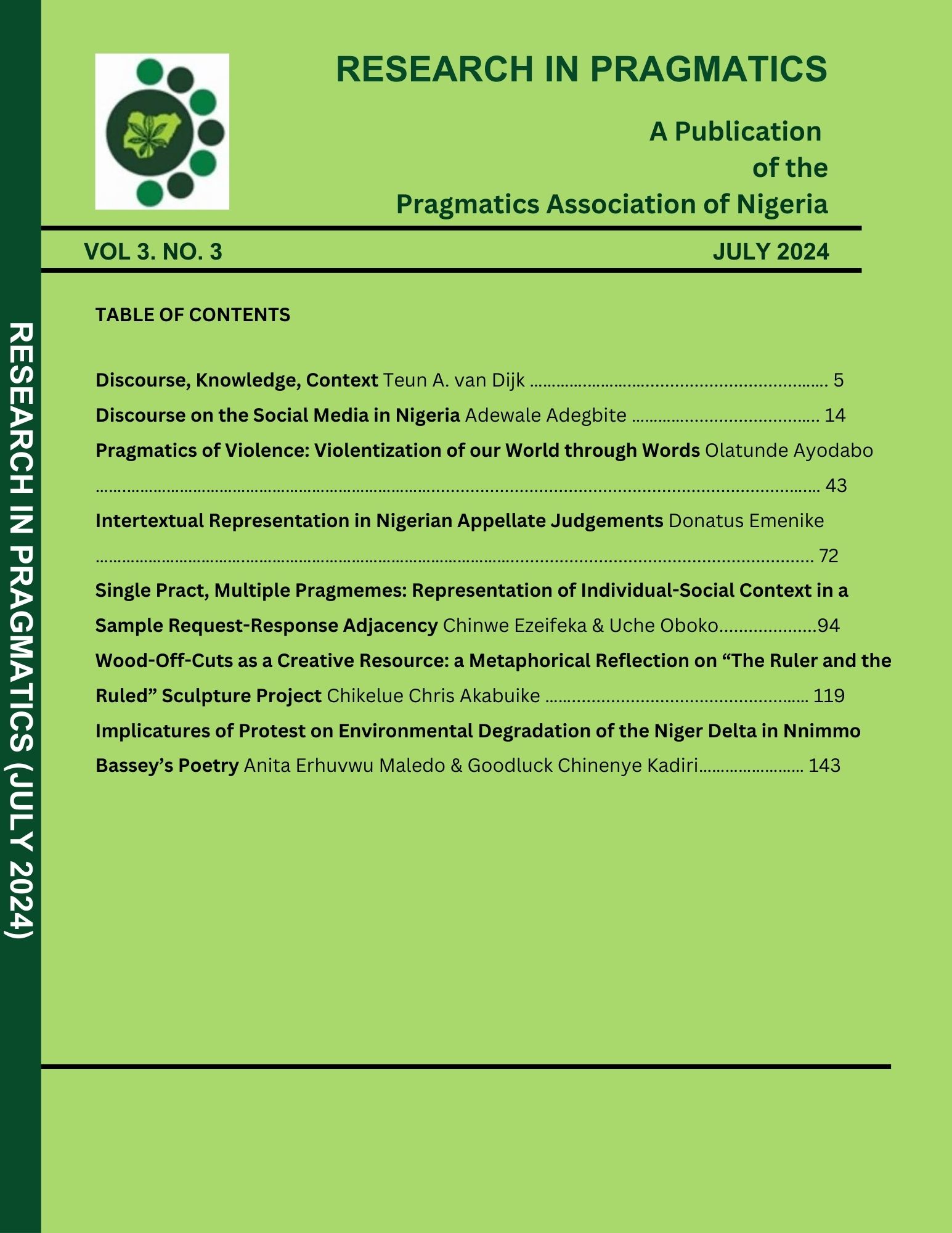 The cover page of the journal